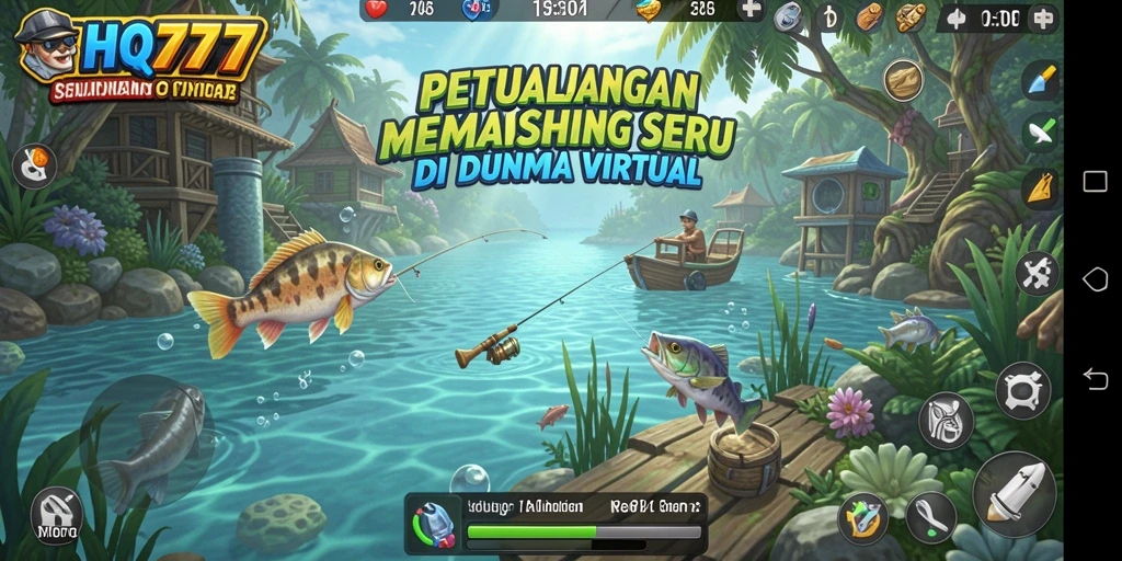 Screenshot gameplay HQ777 menampilkan pengalaman memancing yang mendebarkan.