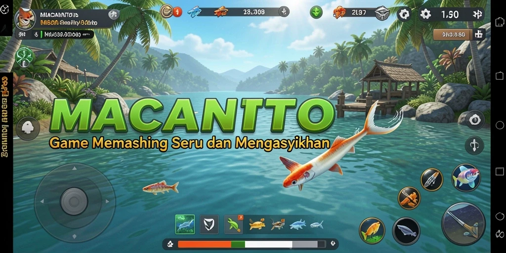 Tampilan menarik gameplay <strong>MACANTOTO</strong> dengan aktivitas memancing yang seru.