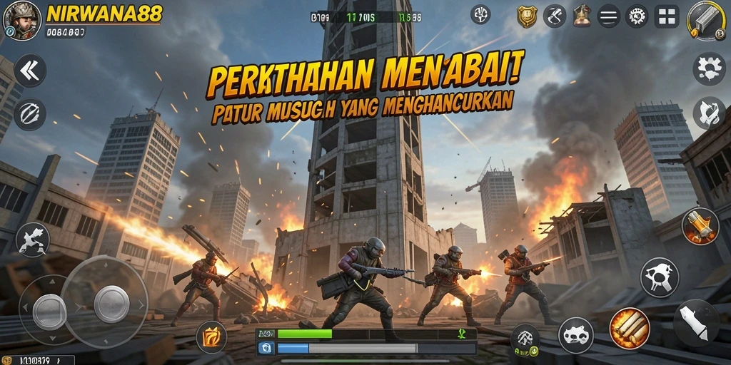 Tangkapan layar utama menampilkan gameplay menara pertahanan yang mendebarkan.