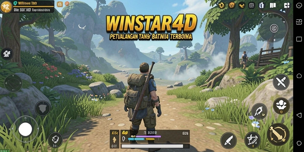 Screenshot gameplay WINSTAR4D menampilkan petualangan menarik di dunia terbuka.